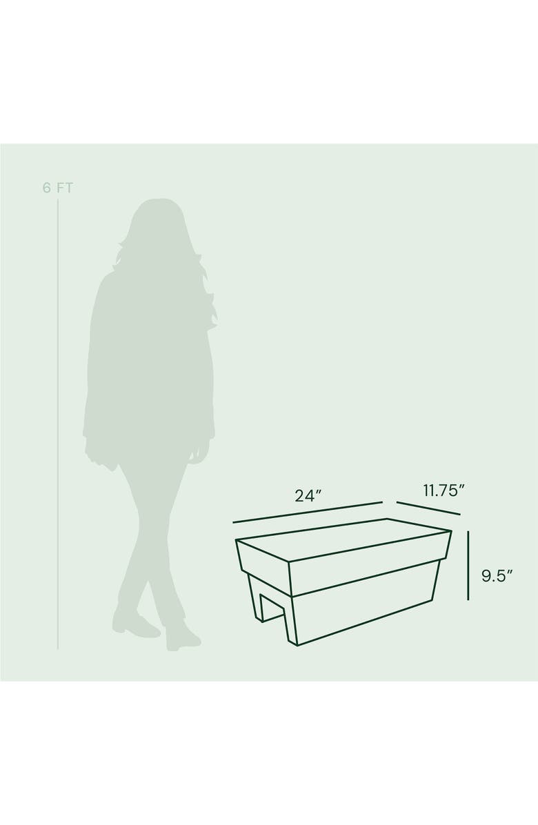 Bloem Black 24 Inch Finley Deck Rail Planter, 7.5 Gal Capacity, Alternate, color, Black