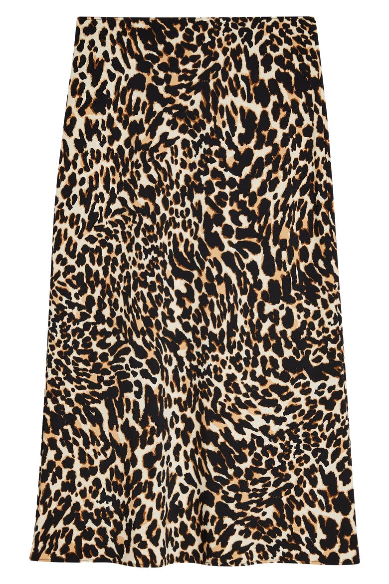 Leopard Print Bias Satin Midi Skirt, Alternate, color, LEOPARD