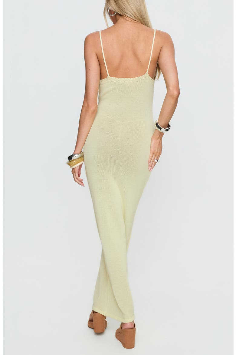 Cinderella Floral Detail Knit Midi Dress, Alternate, color, LEMON YELLOW