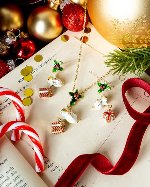 Christmas Mouse Pendant & Earring Set