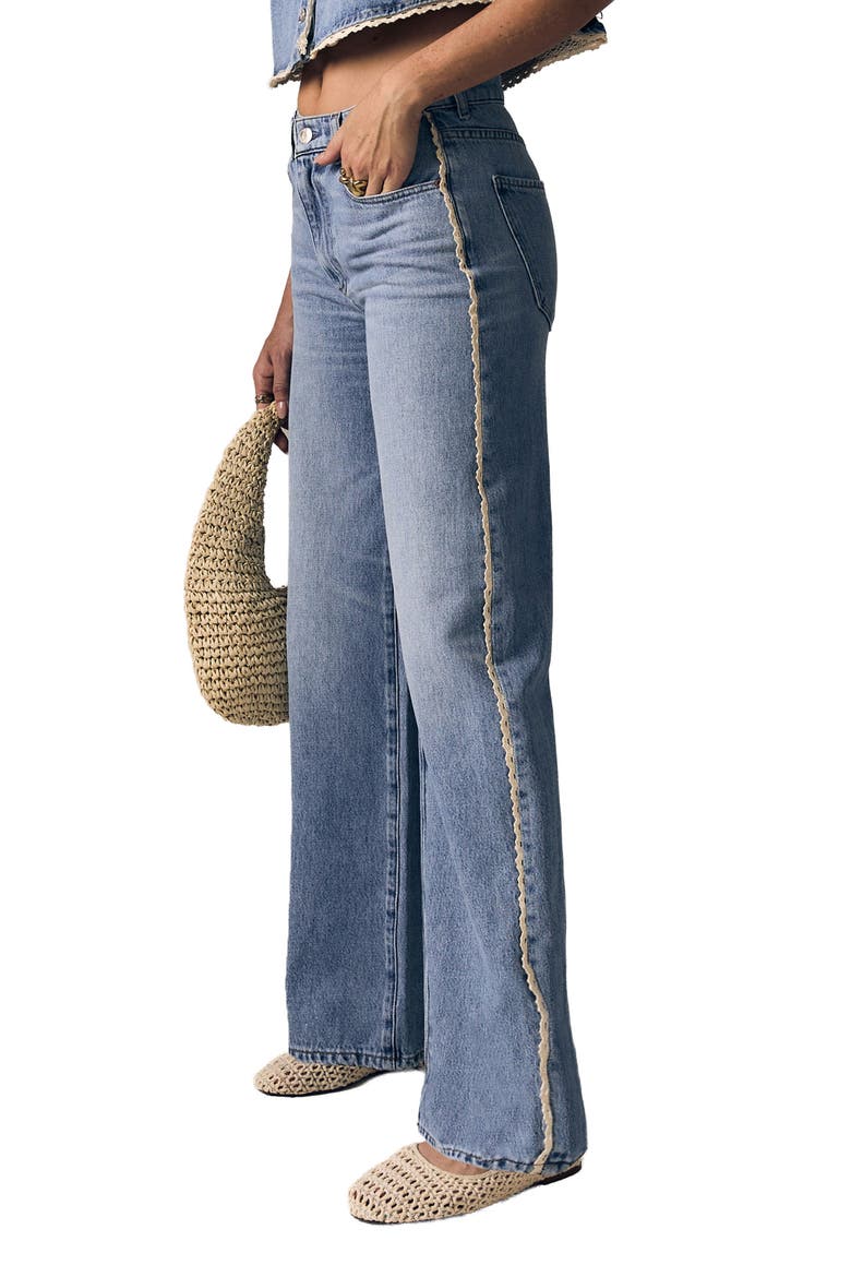 Crochet Trim Mid Rise Column Jeans, Alternate, color, WHISPER BLUE