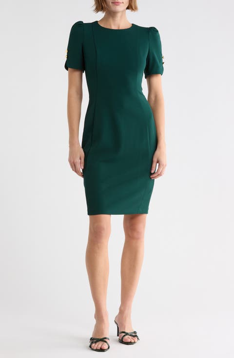 Puff Short Sleeve Sheath Dress