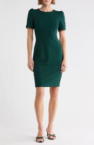 DKNY Puff Short Sleeve Sheath Dress