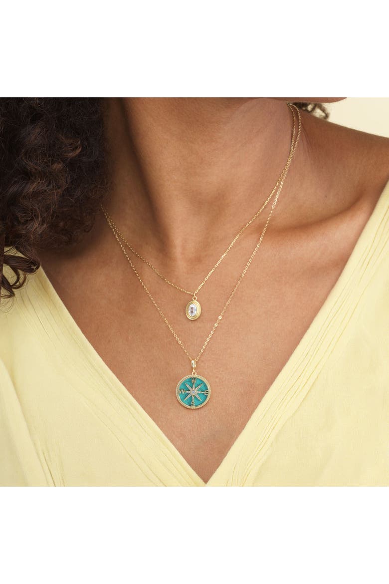Marbled Turquoise Compass Necklace, Alternate, color, Turquoise