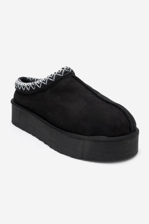 Forever & Always Shoes Avelia Leather Winter Slippers In Black