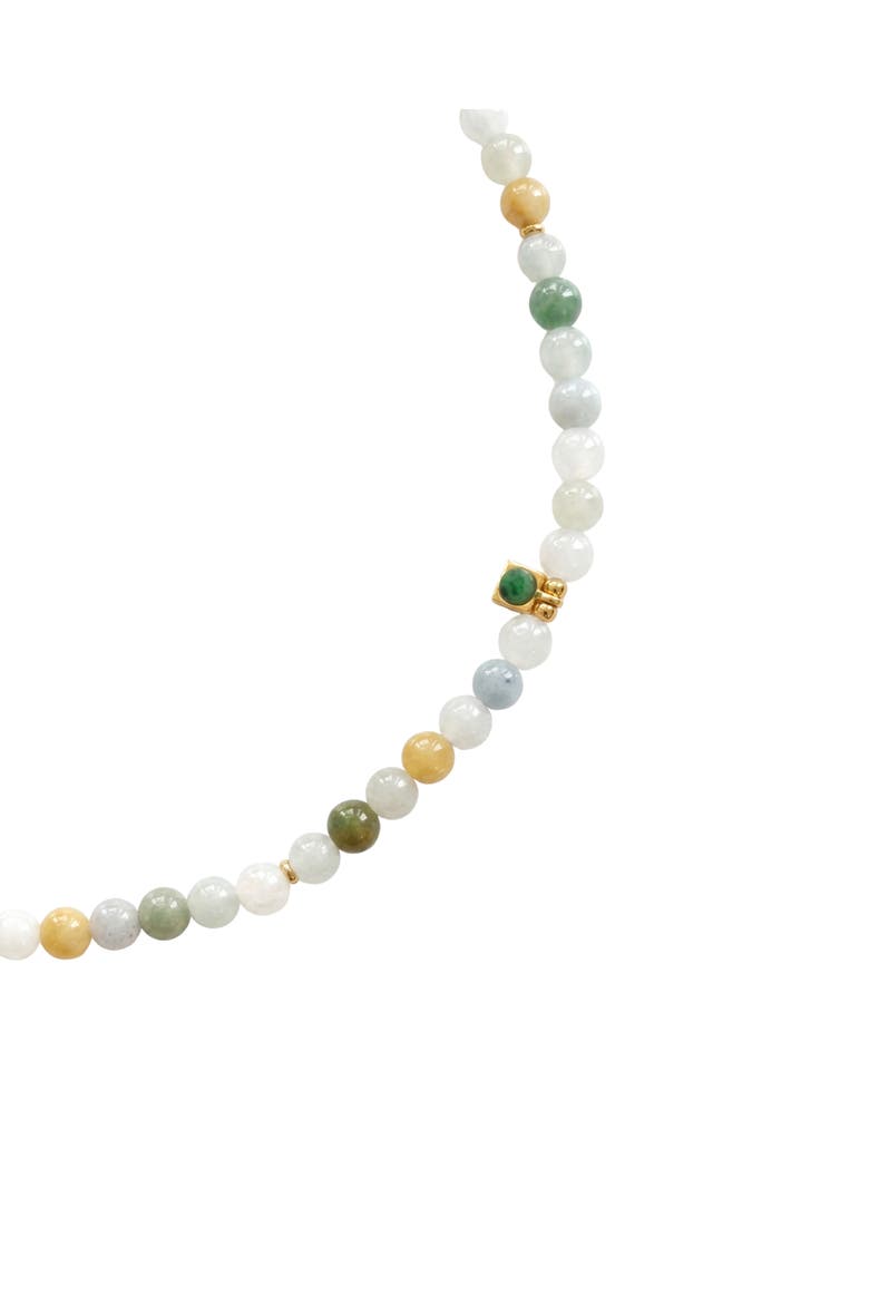 Mosaic Caila Green Jade Barrel Bead Necklace, Alternate, color, Green