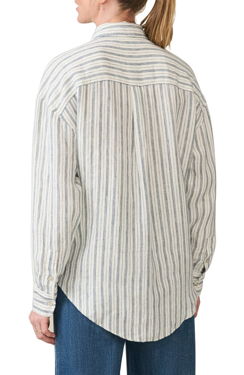 Faherty Santa Cruz Stripe Linen Button-Up Shirt, Alternate, color, Oceanside Stripe