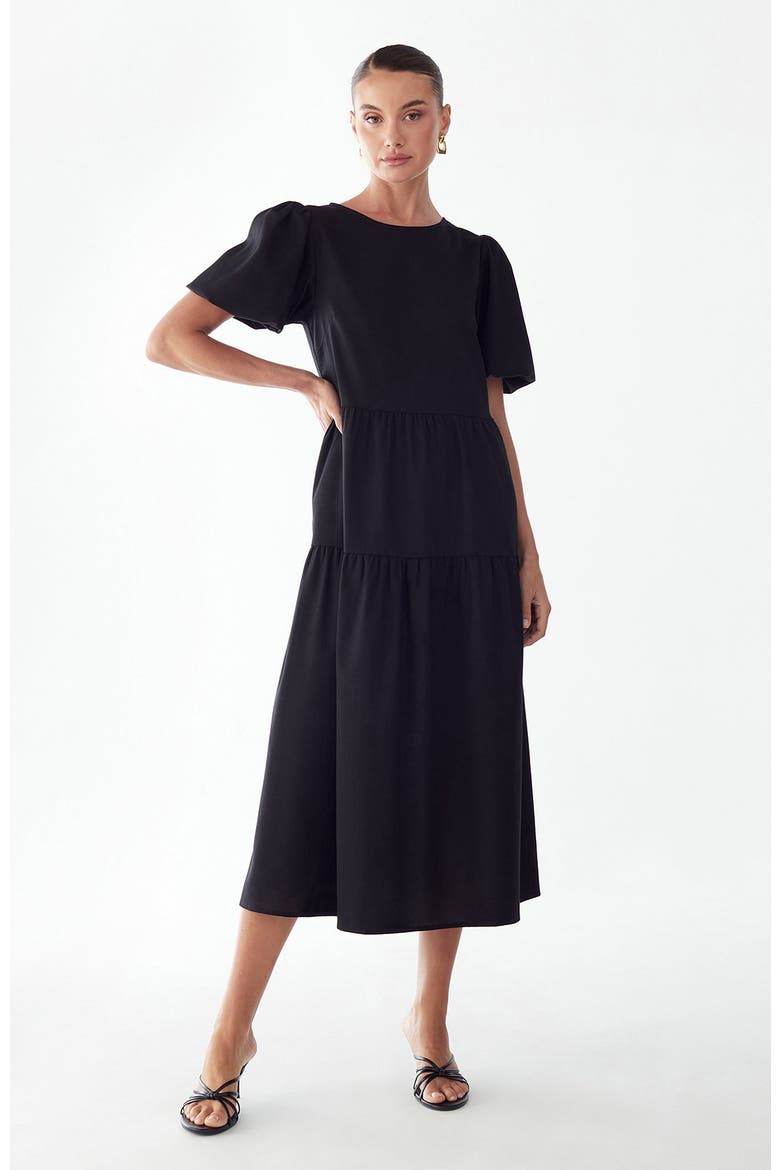 Sitia Midi Dress, Main, color, Black