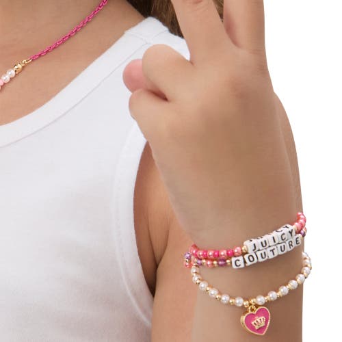 Juicy Couture Kids "juicy" Heart Charm 3-piece Beaded Bracelets In Multi