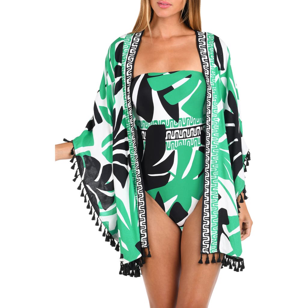 Sunshine 79 Monstera Tassel Trim Cover-up In Green