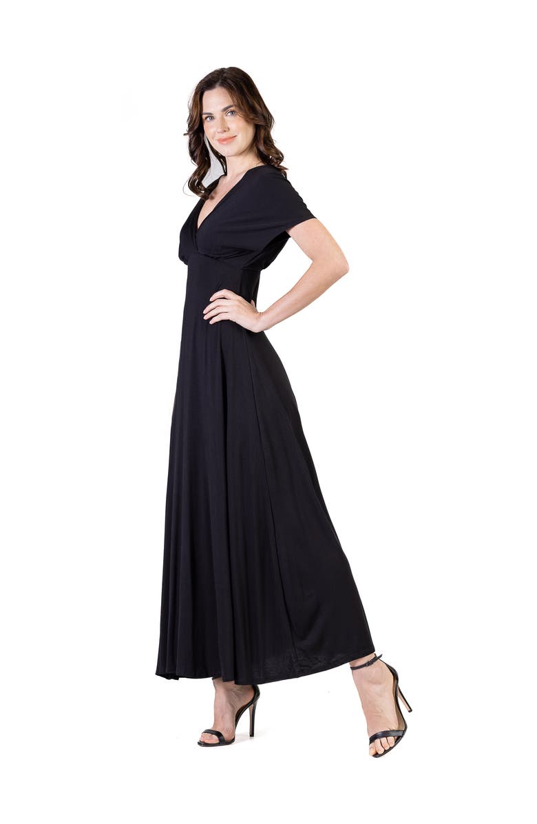 24seven Comfort Apparel V-Neck Sleeveless Maxi Dress with Belt, Alternate, color, Black