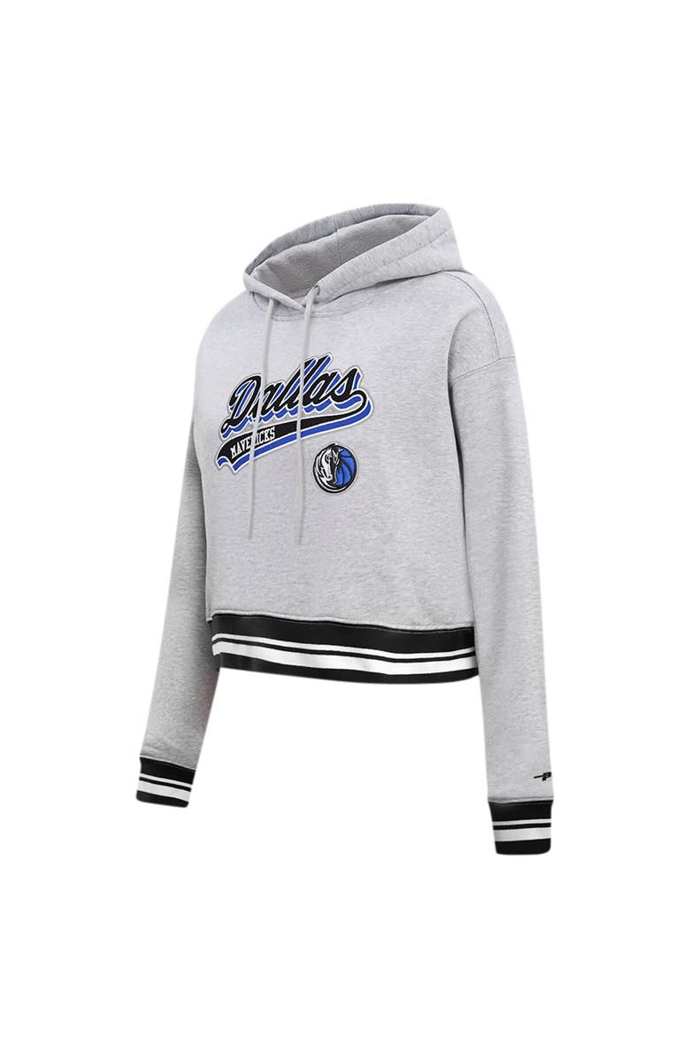 PRO STANDARD Women's Pro Standard Heather Gray Dallas Mavericks Script Tail Cropped Pullover Hoodie, Alternate, color, Heather Gray