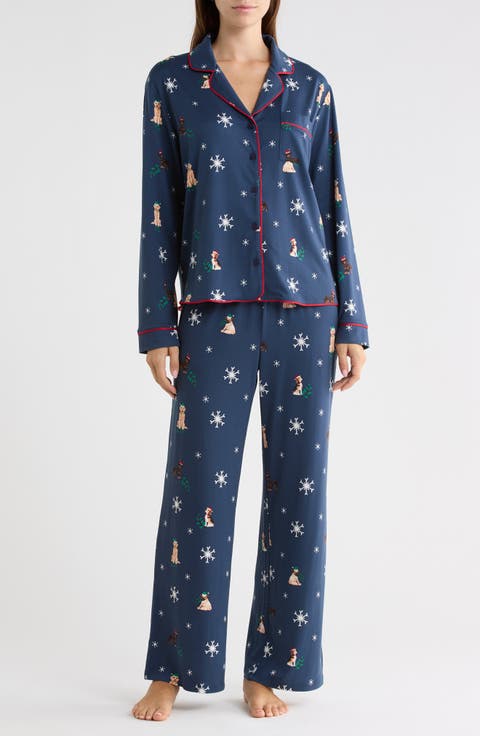 Quiet Night Long Sleeve Button-Up Top & Pants Pajamas
