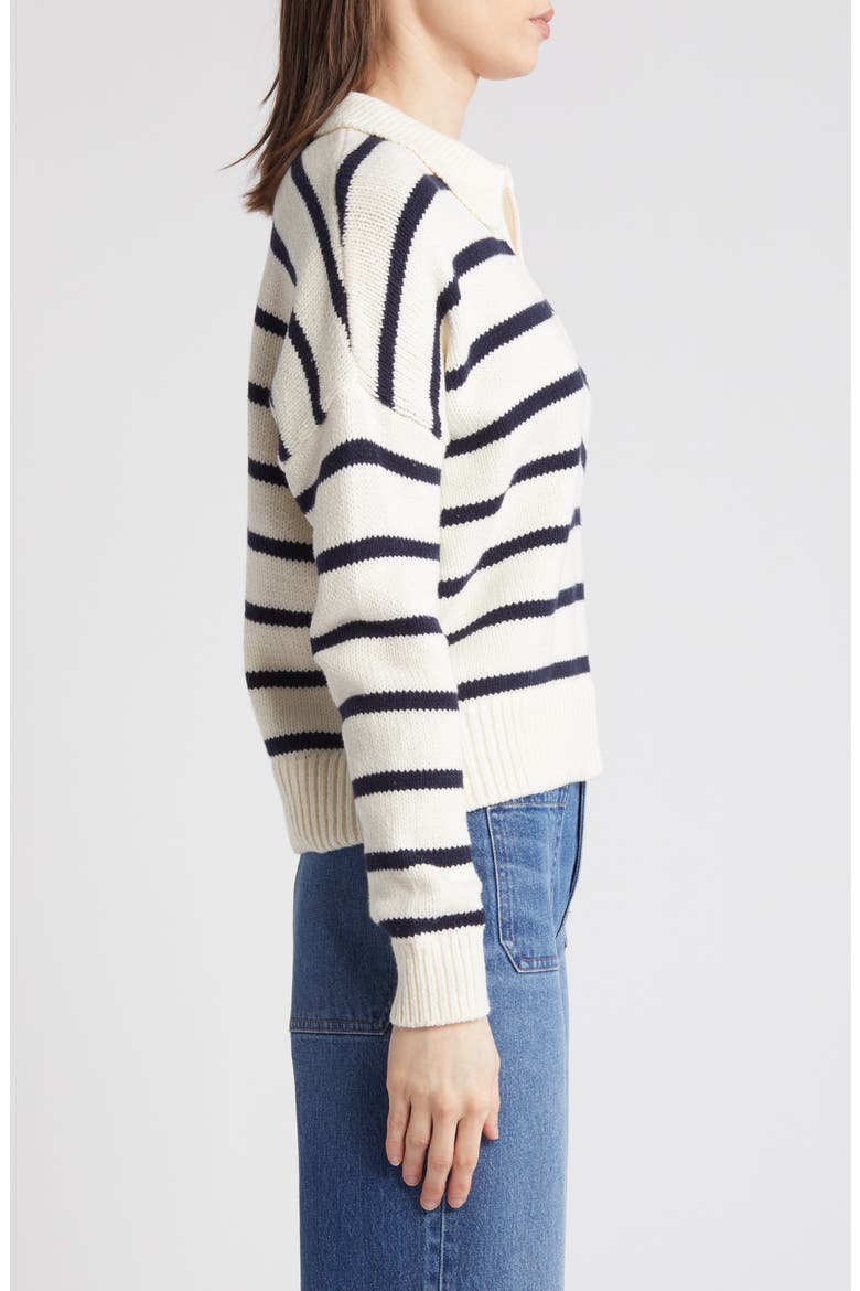 Dedham Stripe Polo Sweater, Alternate, color, ANTIQUE CREAM