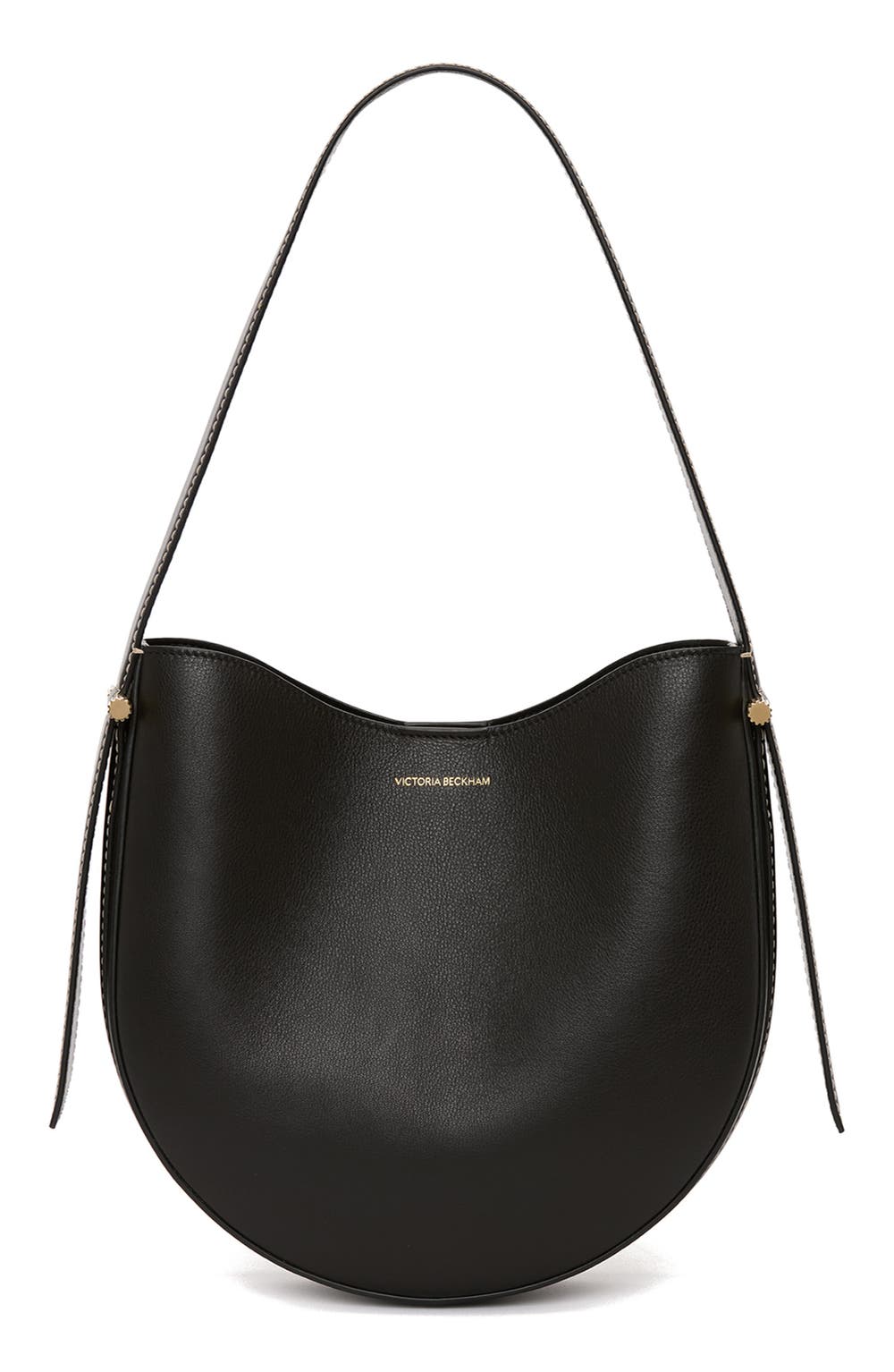 Medium Dia Leather Hobo Bag, color, BLACK