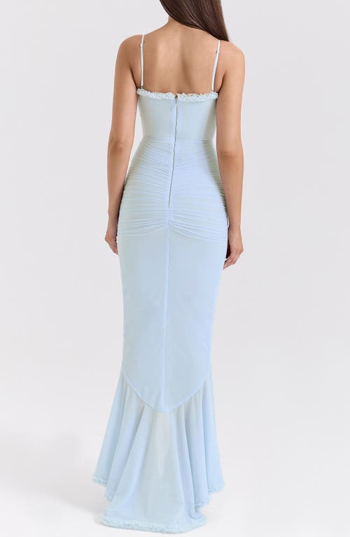Shop House Of Cb Gabbi Ruffle Mesh High-low Cocktail Dress In Ice Water