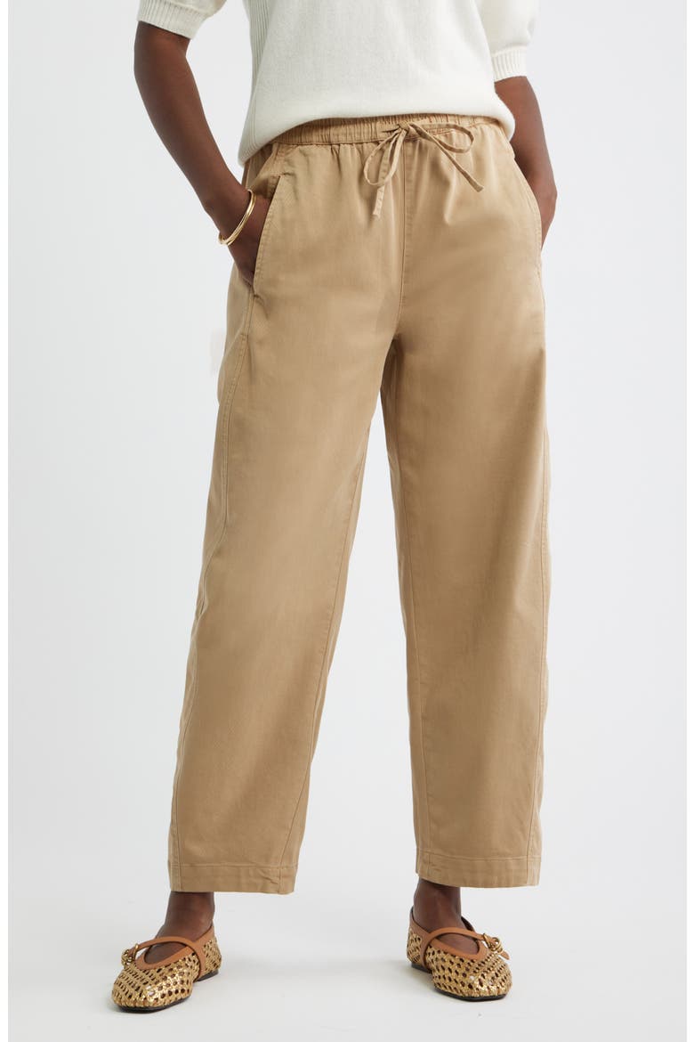 Pull On Barrel Leg Ankle Pants, Main, color, TAN TANNIN