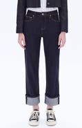 Bayeas High Waist Deep Cuff Straight Leg Jeans