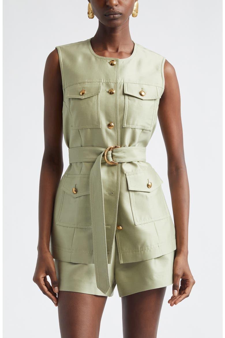 Kindred Spirit Luna Wool & Silk Utility Vest, Main, color, PALM