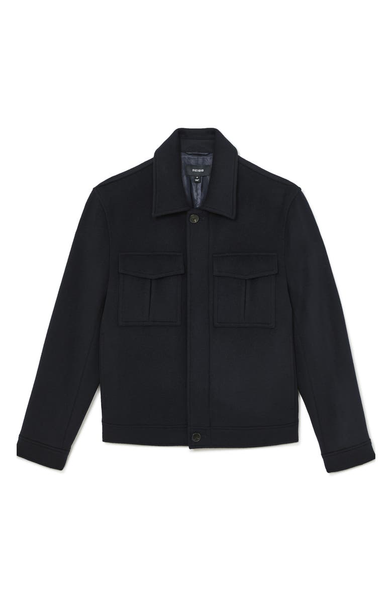 Reiss Perisil Wool Blend Jacket, Alternate, color, Navy