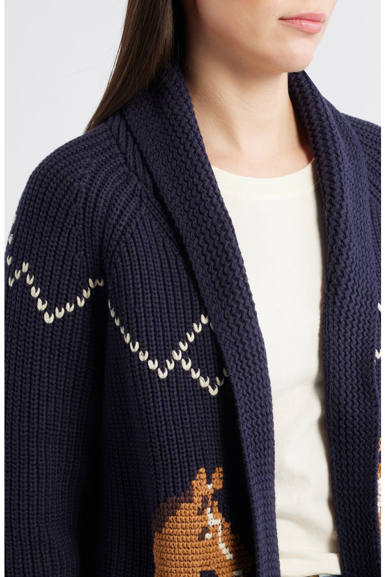 The Horse Lodge Cotton Blend Cardigan, Alternate, color, NAVY