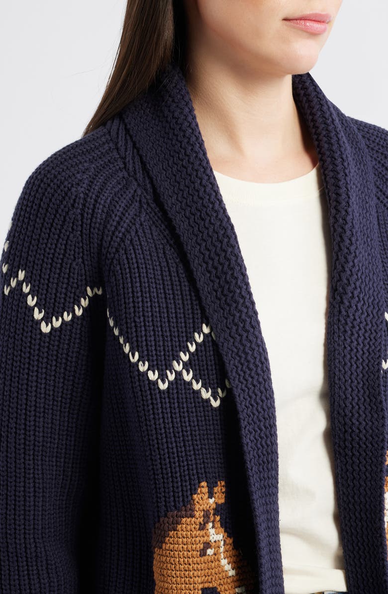 THE GREAT. The Horse Lodge Cotton Blend Cardigan, Alternate, color, Navy