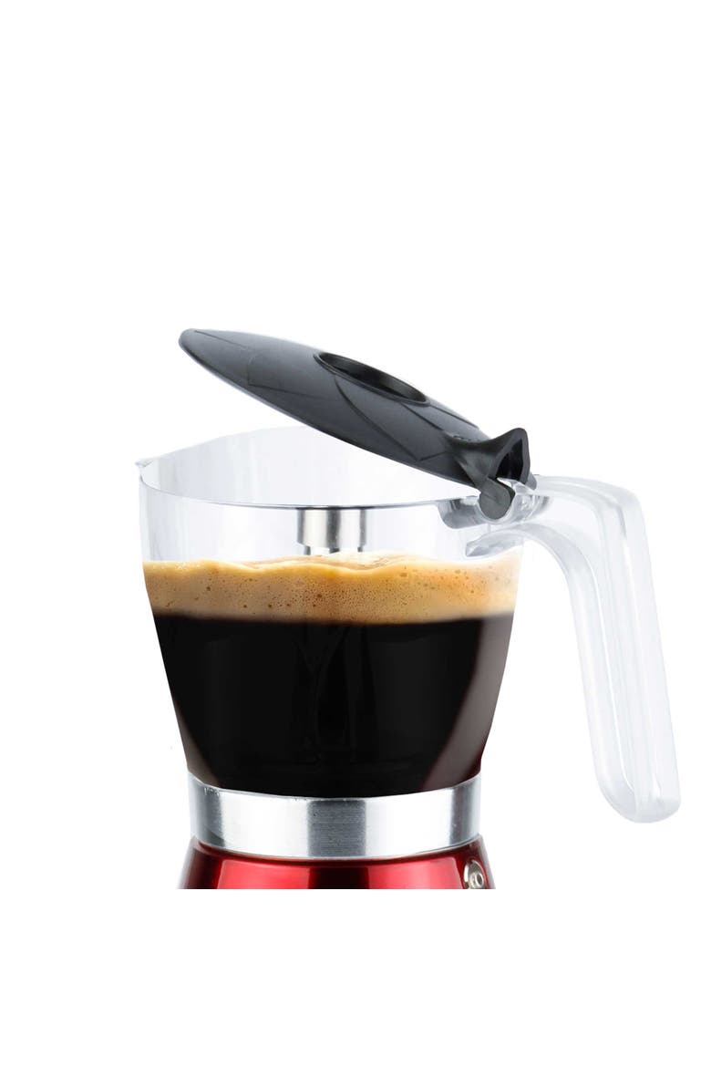 6 Serving Cordless Electric Moka Pot Espresso Machine, Alternate, color, Red