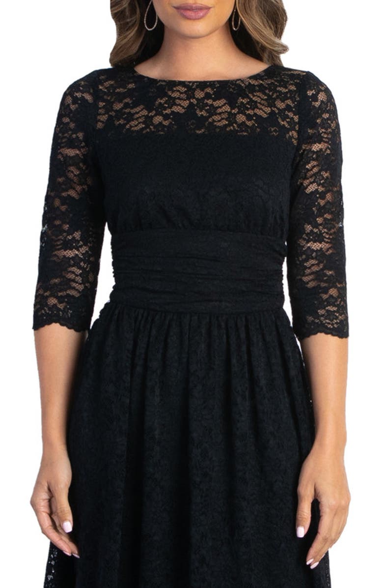 Kiyonna Luna Lace Cocktail Dress, Alternate, color, Onyx