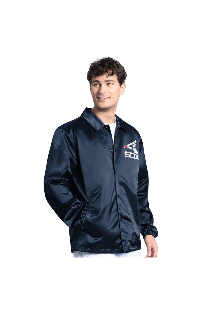 Men's Starter  Navy Chicago White Sox Cooperstown Collection Point Man Full-Snap Coaches Jacket, Main, color, Navy