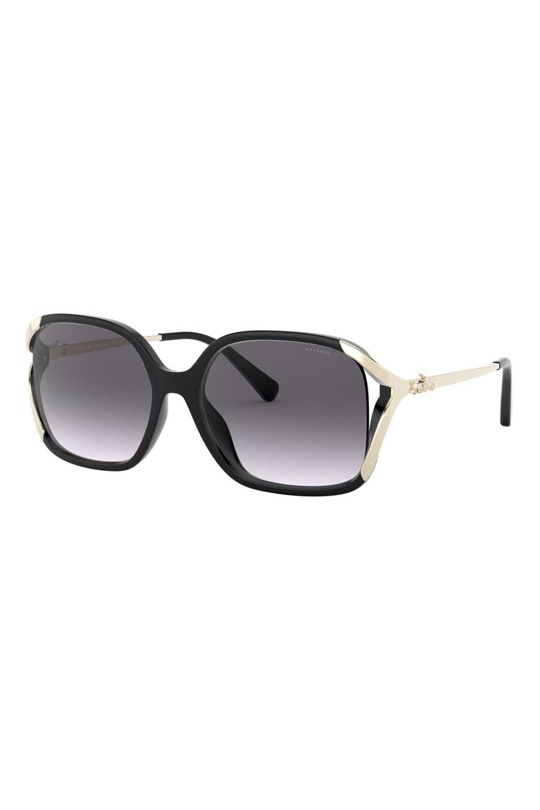 57mm Square Sunglasses, Alternate, color, BLACK/ BLACK GRADIENT