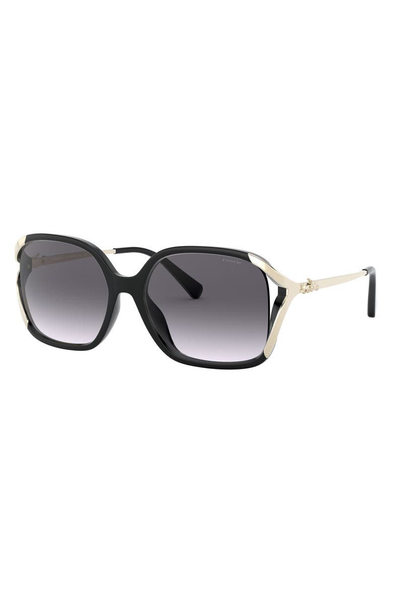 COACH 57mm Square Sunglasses, Alternate, color,