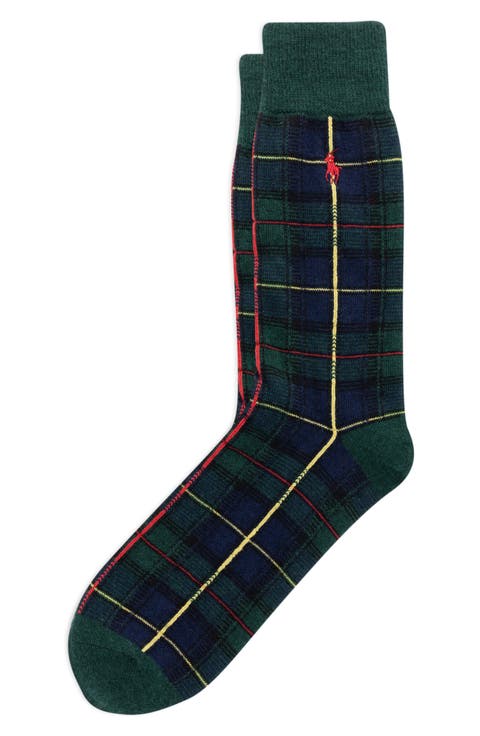 Wool Blend Tartan Crew Socks
