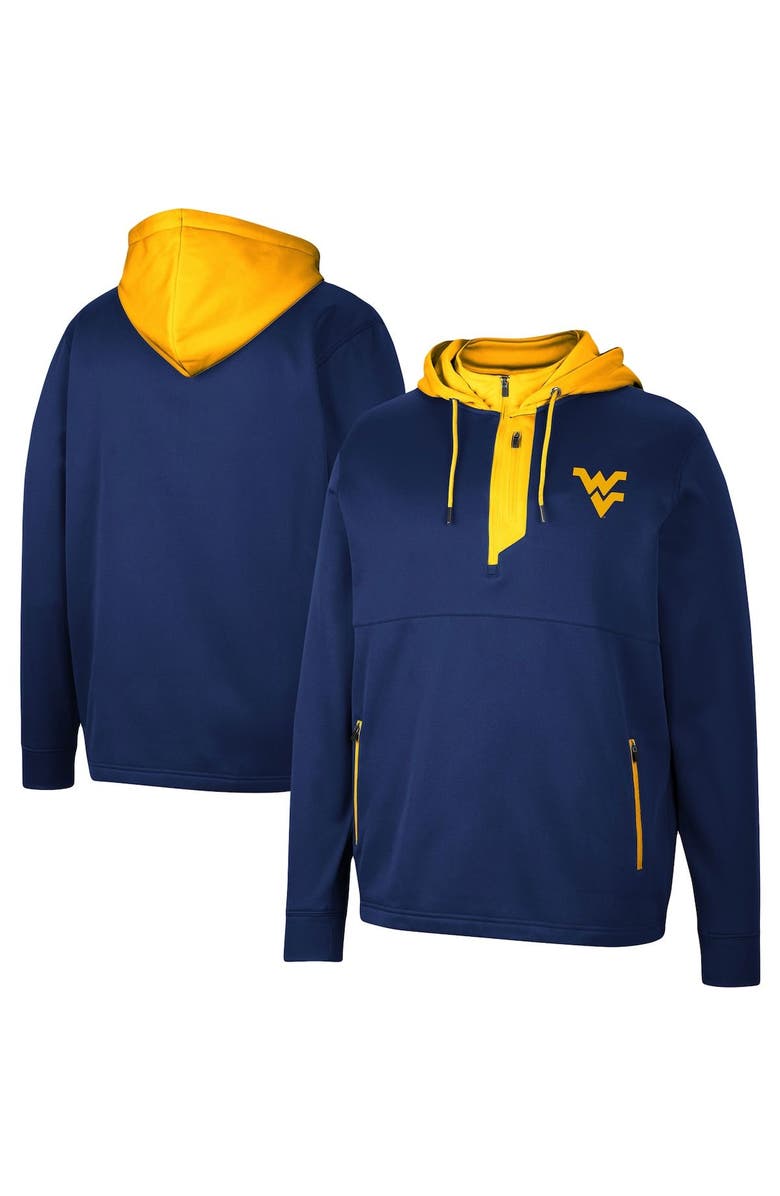 COLOSSEUM Men's Colosseum Navy West Virginia Mountaineers Luge 3.0 Quarter-Zip Hoodie, Main, color, Navy
