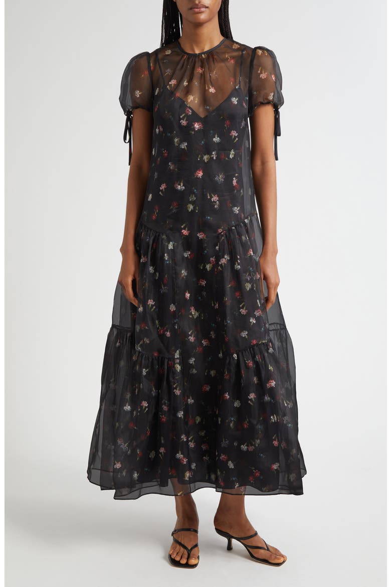 Kaida Tumbling Carnation Dress, Main, color, BLACK MULTI
