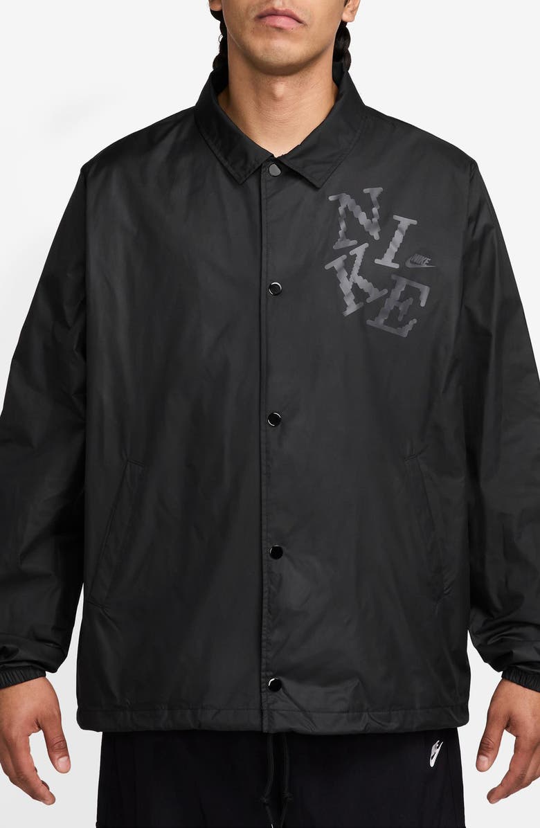 Nike Club Coaches Water Resistant Jacket, Main, color, Black/ Light Smoke Grey