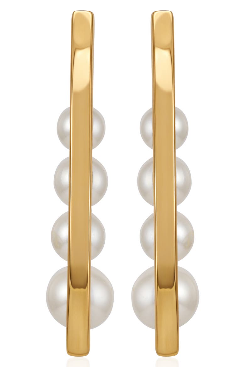 Linear Stud Earrings, Main, color, GOLD/ WHITE