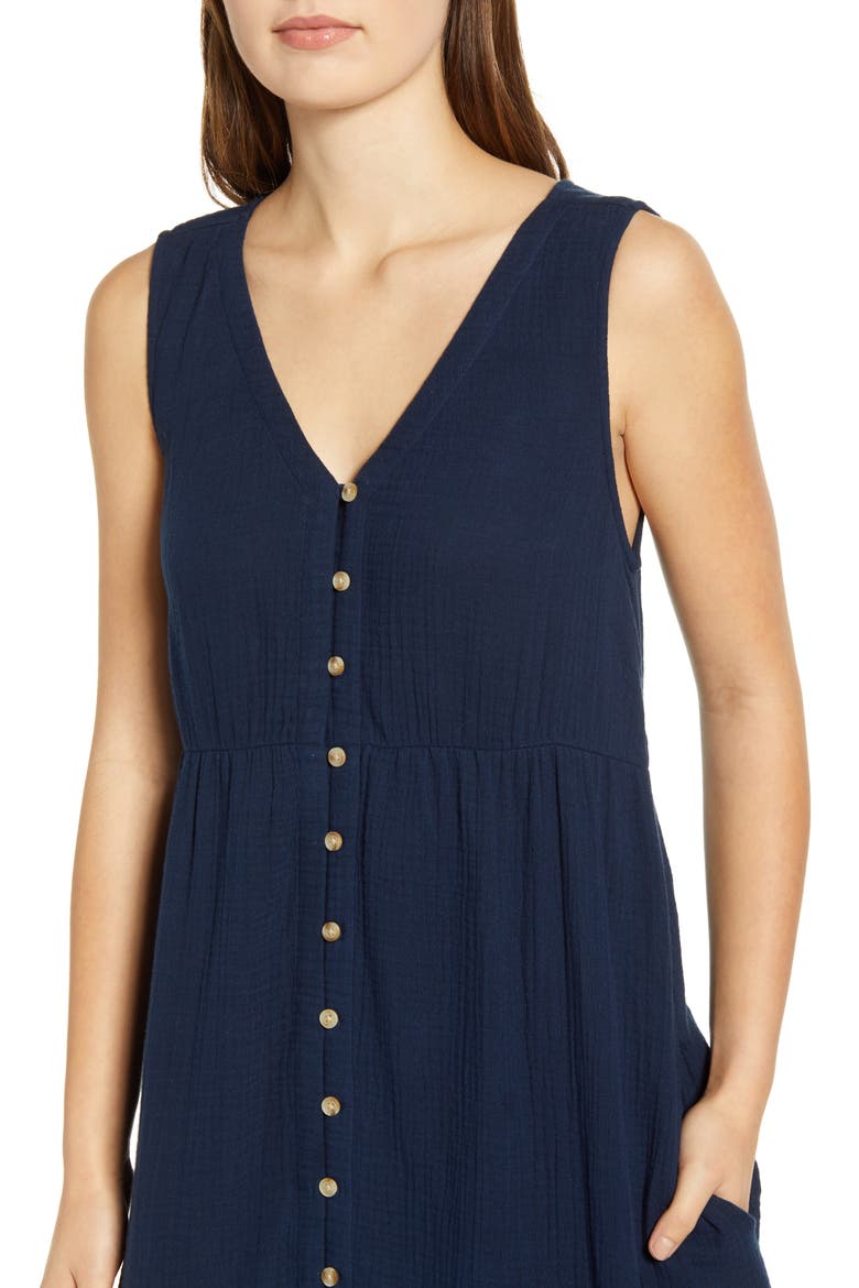 Lexa Sleeveless Cotton Double Cloth Midi Dress, Alternate, color, NAVY