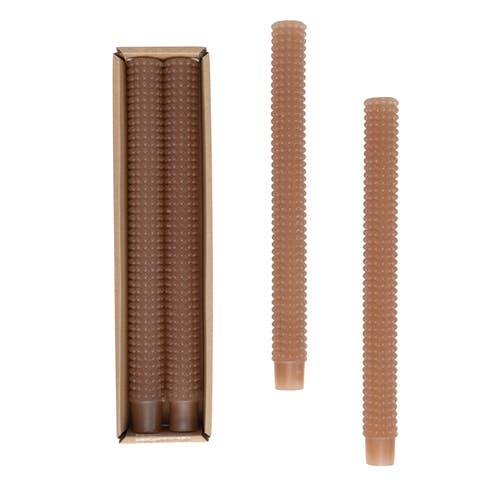 Unscented Hobnail Taper Candles in Box, Set of 2, Cappuccino