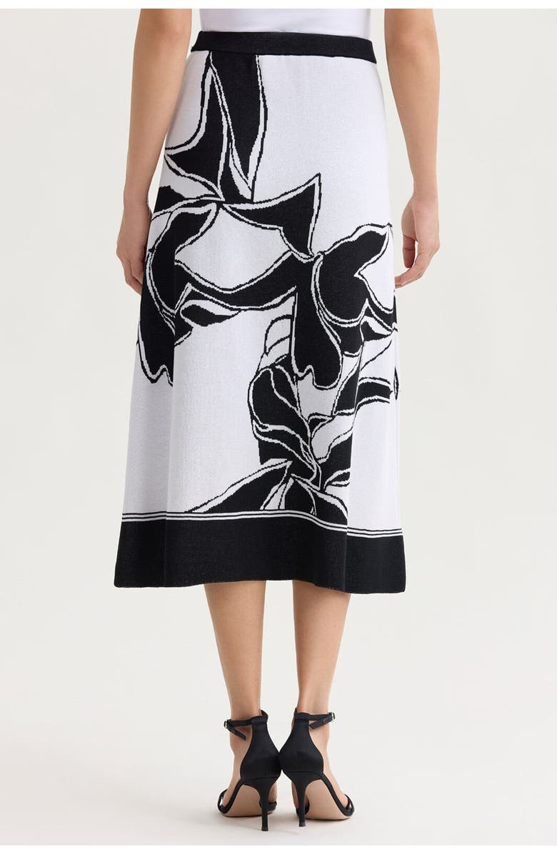 Ming Wang A-Line Floral Jacquard Soft Knit Midi Skirt, Alternate, color, Black/White