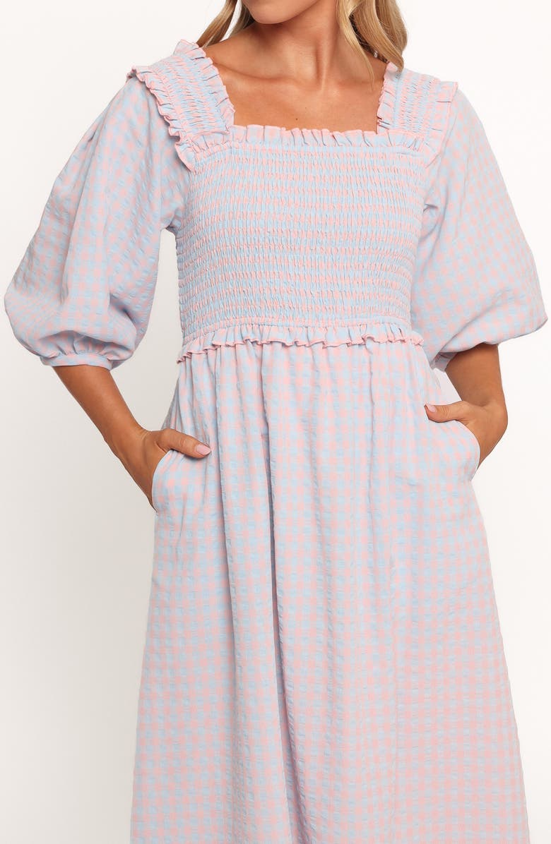 Petal & Pup Lillie Gingham Midi Dress, Alternate, color, Blue Gingham