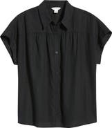 Caslon® Short Sleeve Linen Blend Button-Up Shirt