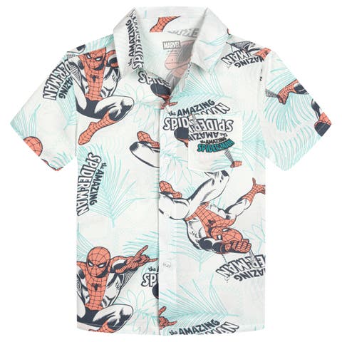 Spider-Man Hawaiian Short Sleeve Button Down Shirt
