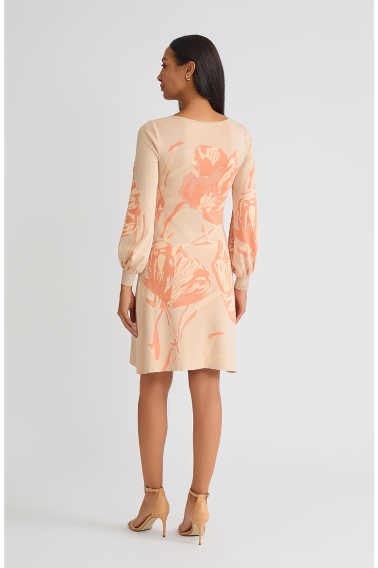 Floral A-Line Burnout Soft Knit Dress, Alternate, color, Biscotti/Mystic Green