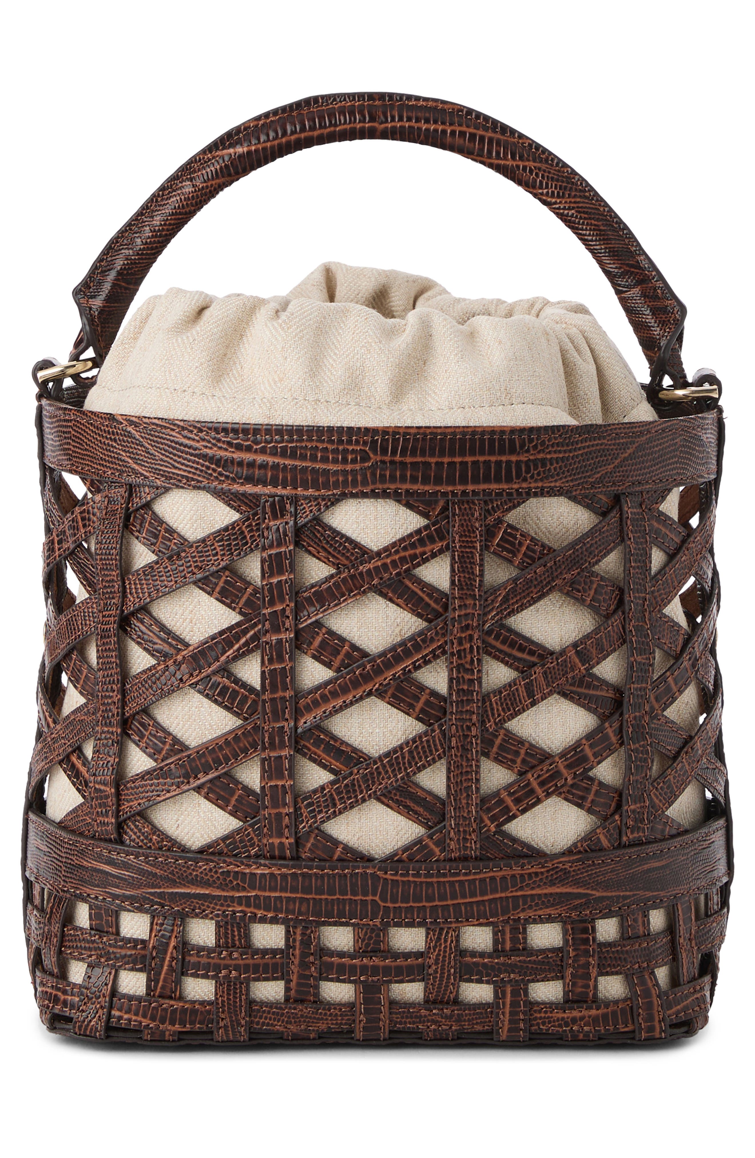 Brahmin Mini Amelia Top Handle Bucket Bag, Alternate, color, Chestnut