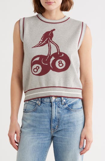 Vigoss Cherry Sweater Vest In Gray