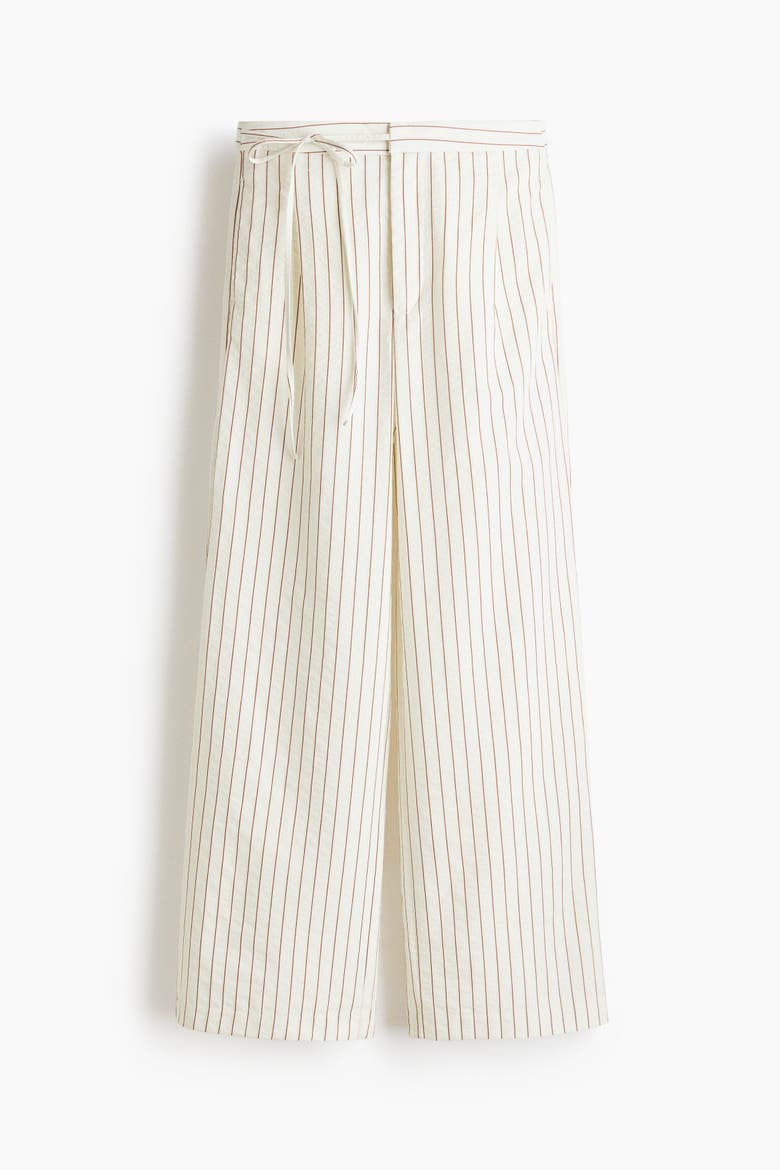 Tie-detail Trousers, Alternate, color, White/striped