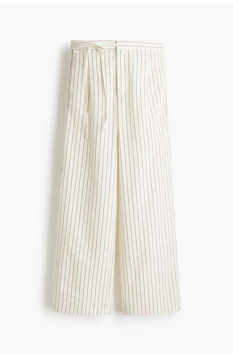 H&M Tie-detail Trousers, Main, color, White/Striped