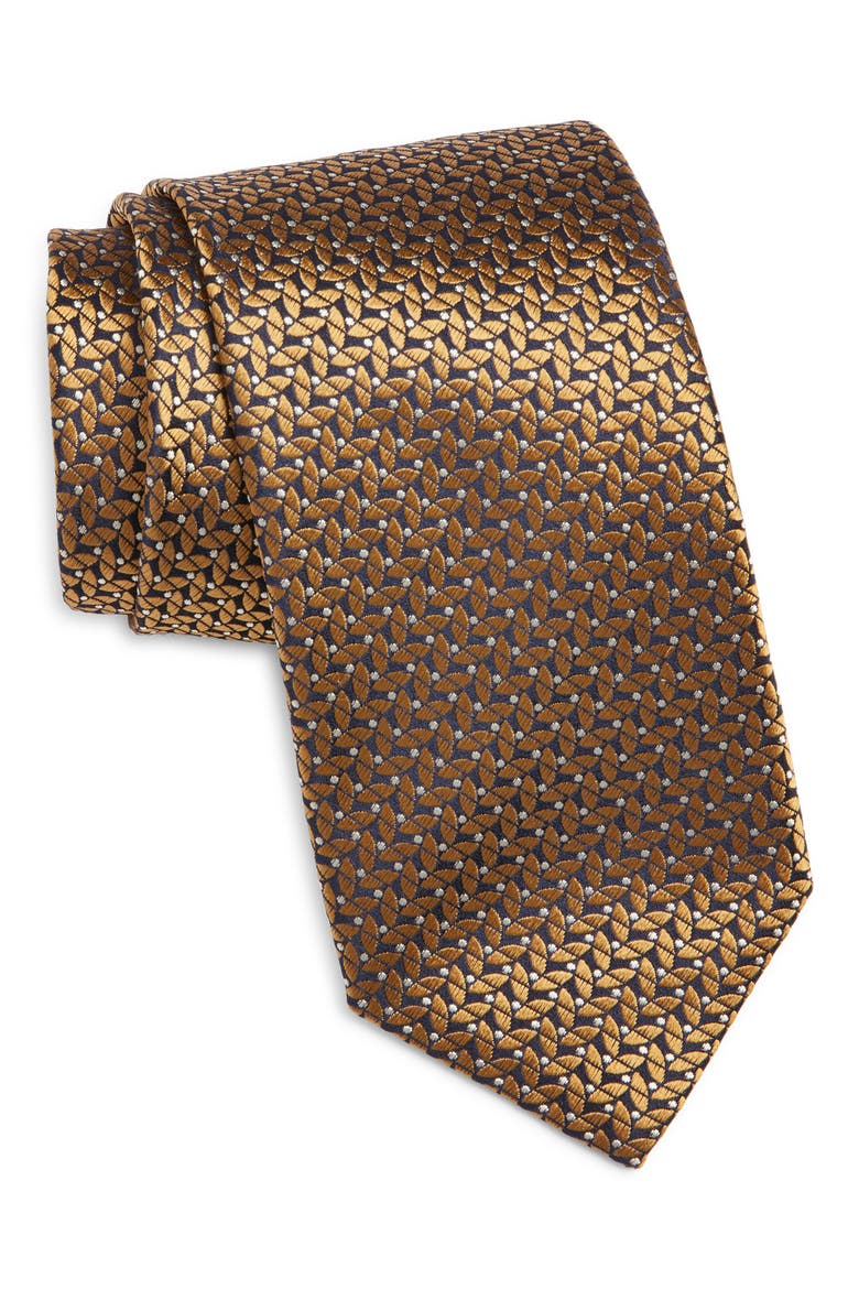 Geometric Silk Tie, Main, color, YELLOW
