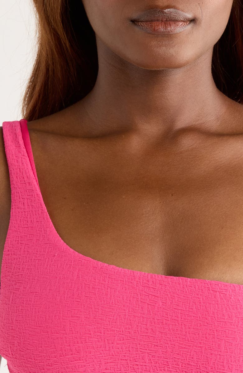 MANGO Textured One-Shoulder Bikini Top, Alternate, color, 