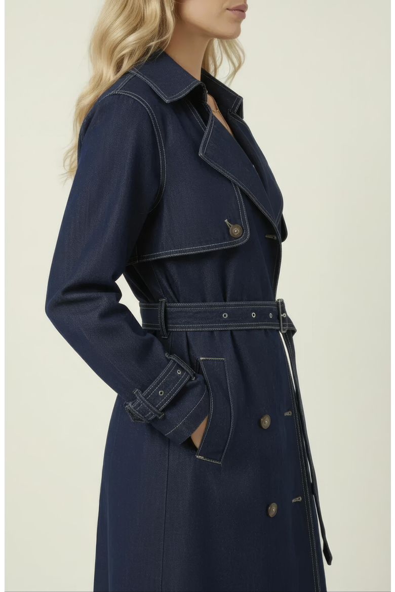 Denim Trench Coat, Alternate, color, Dark Blue